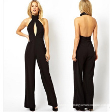 Black Cut-out Open Back Sexy Women Chiffon Jumpsuite